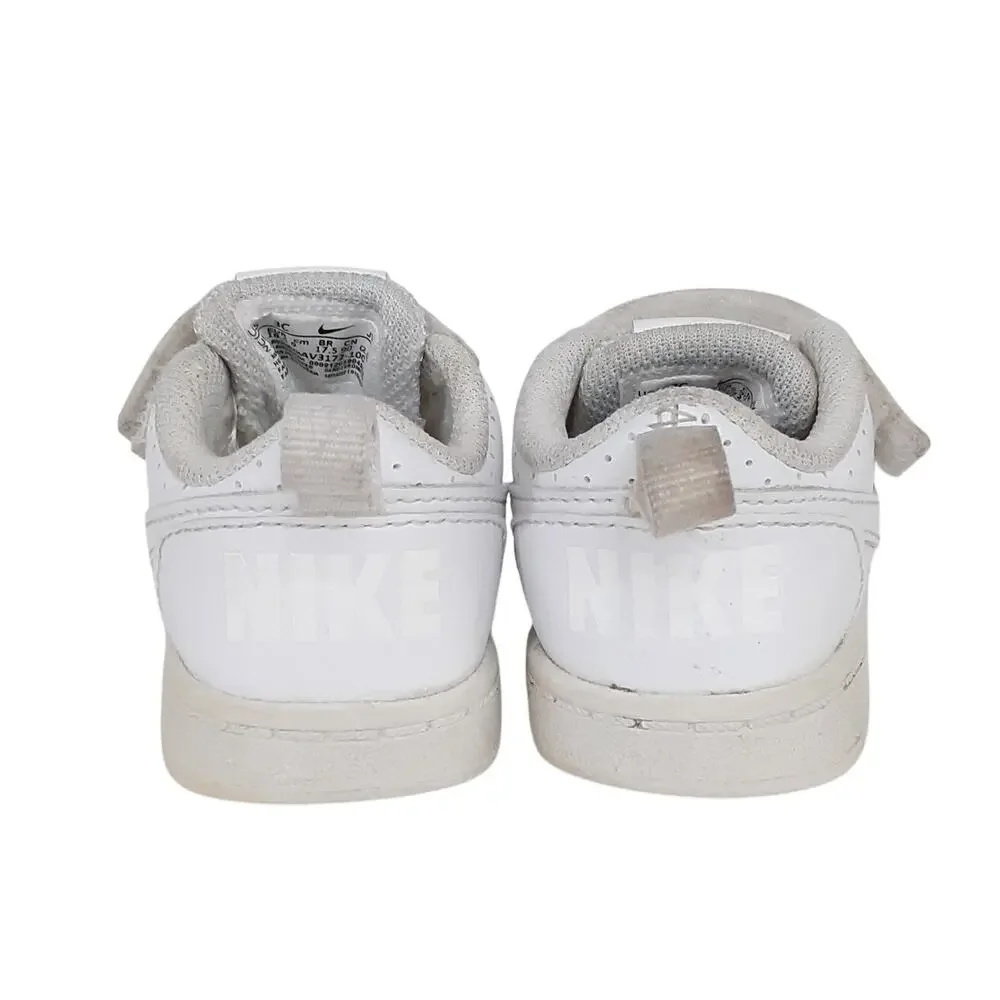 Nike Court Borough Low Top White Leather Sneaker Hook Loop Toddler 3 Basketball
